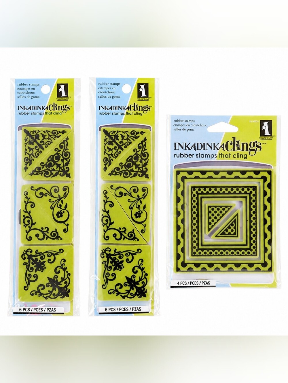 Inkadinkado Clings Rubber Stamps 3 Pack